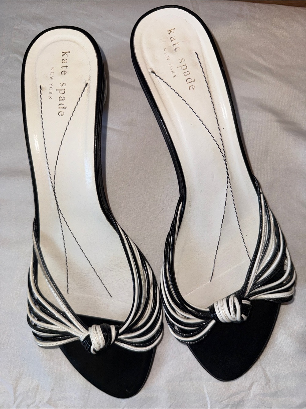 kate spade Black and White Knotted Slingback Mules - Picture 2 of 8